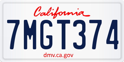 CA license plate 7MGT374