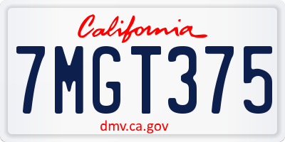 CA license plate 7MGT375