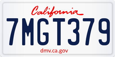 CA license plate 7MGT379