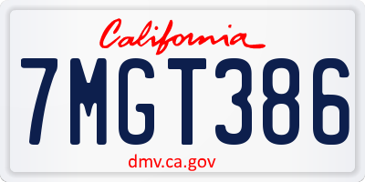 CA license plate 7MGT386