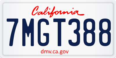 CA license plate 7MGT388