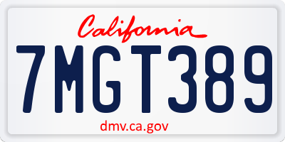 CA license plate 7MGT389