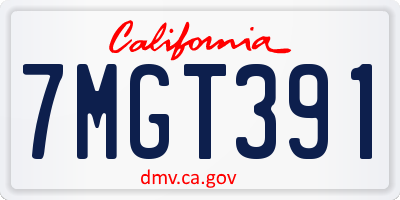 CA license plate 7MGT391