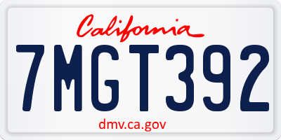 CA license plate 7MGT392
