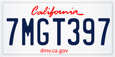 CA license plate 7MGT397
