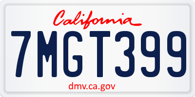 CA license plate 7MGT399