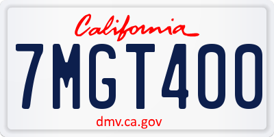 CA license plate 7MGT400