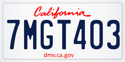 CA license plate 7MGT403