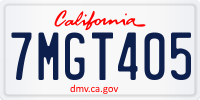 CA license plate 7MGT405
