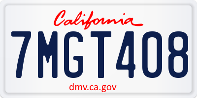 CA license plate 7MGT408
