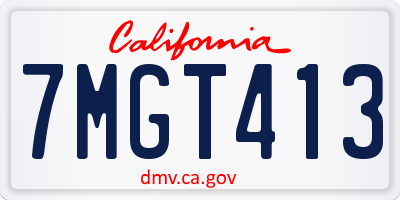 CA license plate 7MGT413