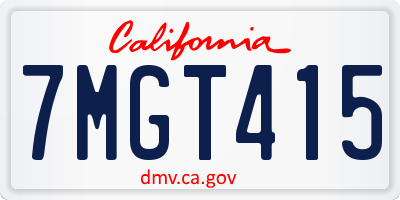 CA license plate 7MGT415