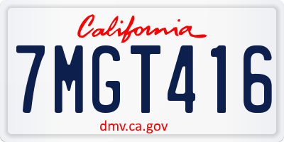 CA license plate 7MGT416