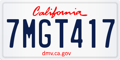 CA license plate 7MGT417