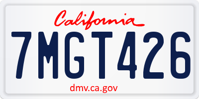 CA license plate 7MGT426