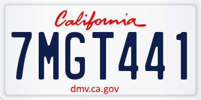 CA license plate 7MGT441