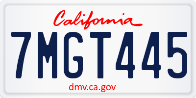 CA license plate 7MGT445
