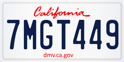 CA license plate 7MGT449