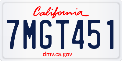 CA license plate 7MGT451