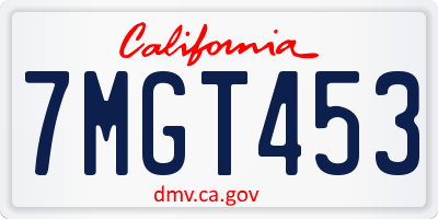 CA license plate 7MGT453