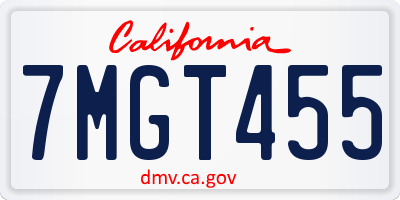 CA license plate 7MGT455