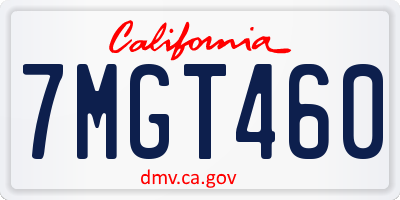 CA license plate 7MGT460