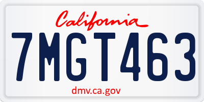 CA license plate 7MGT463