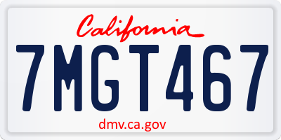 CA license plate 7MGT467