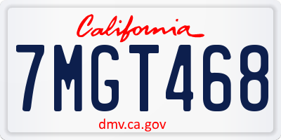 CA license plate 7MGT468
