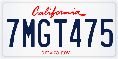 CA license plate 7MGT475