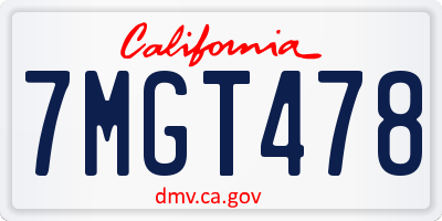 CA license plate 7MGT478