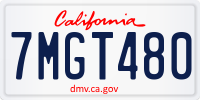 CA license plate 7MGT480