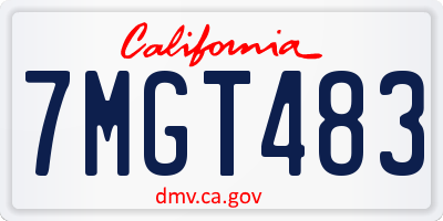 CA license plate 7MGT483