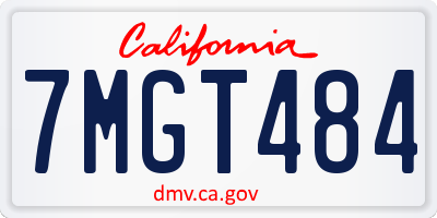CA license plate 7MGT484