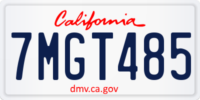 CA license plate 7MGT485