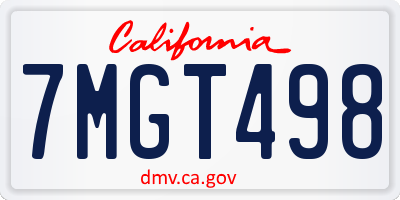 CA license plate 7MGT498