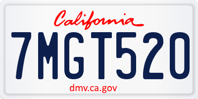 CA license plate 7MGT520