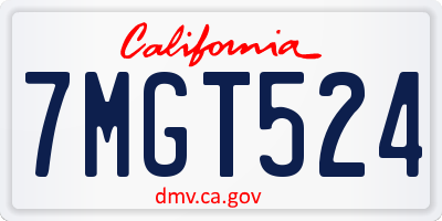 CA license plate 7MGT524