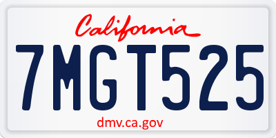 CA license plate 7MGT525