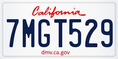 CA license plate 7MGT529