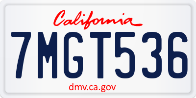 CA license plate 7MGT536