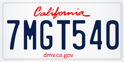 CA license plate 7MGT540