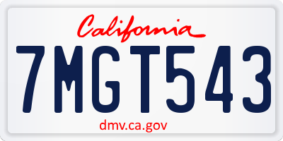 CA license plate 7MGT543