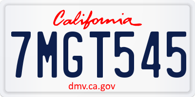 CA license plate 7MGT545