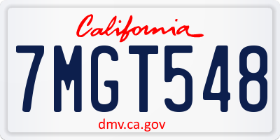 CA license plate 7MGT548
