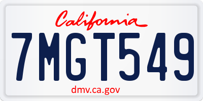 CA license plate 7MGT549