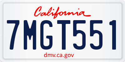 CA license plate 7MGT551