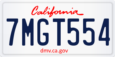 CA license plate 7MGT554