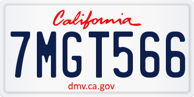 CA license plate 7MGT566
