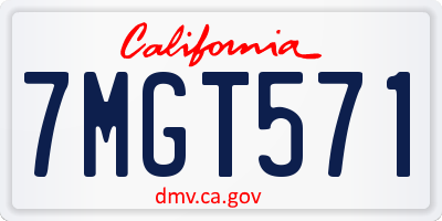 CA license plate 7MGT571